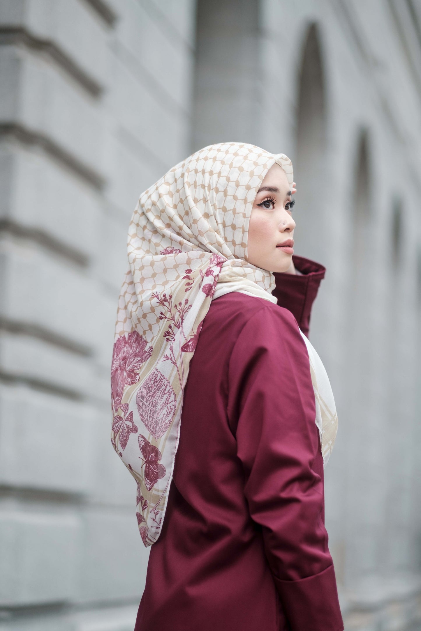 Ghutra Flora Scarf in Gold