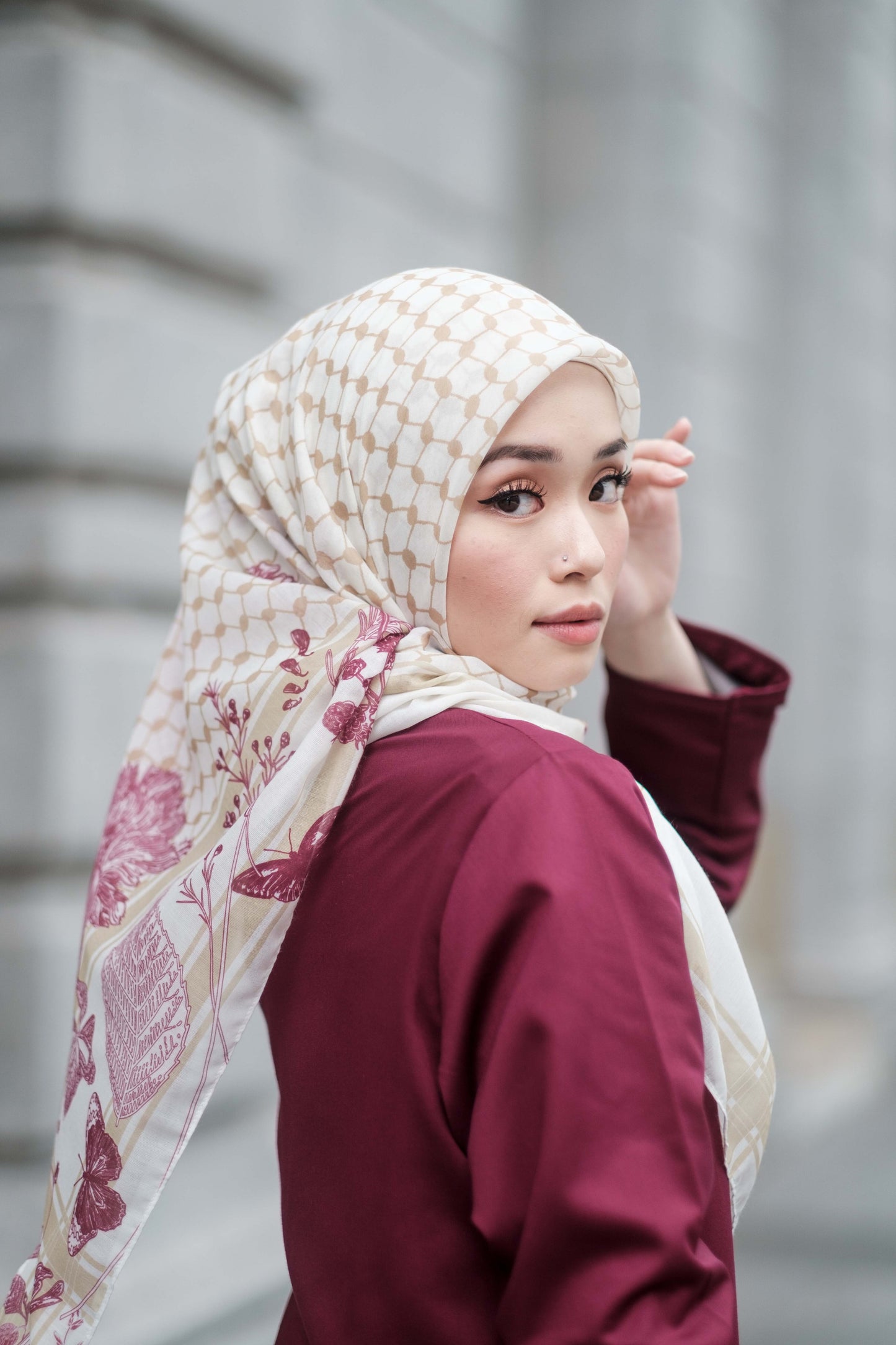 Ghutra Flora Scarf in Gold